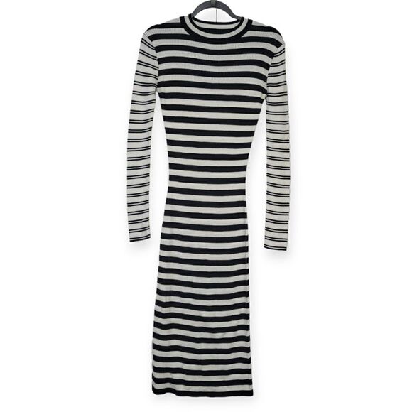 DO+BE ribbed stripped midi long sleeve dress, medium - Picture 4 of 6